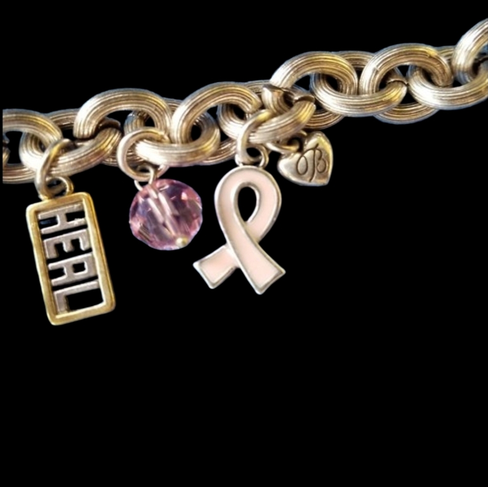 🩷BOGO* Brighton Y2K Vintage Breast Cancer Encouragement Charm Bracelet - GPC🩷 - Picture 6 of 16